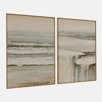 KIT 2 QUADROS CASCATA OCEÂNICA ABSTRATA