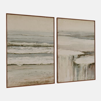 KIT 2 QUADROS CASCATA OCEÂNICA ABSTRATA