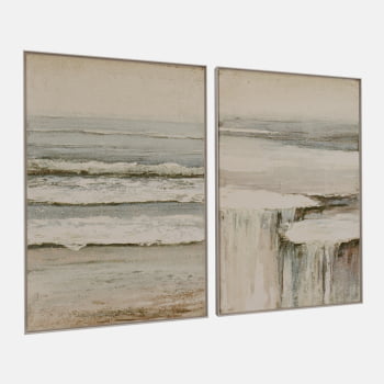 KIT 2 QUADROS CASCATA OCEÂNICA ABSTRATA