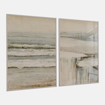 KIT 2 QUADROS CASCATA OCEÂNICA ABSTRATA