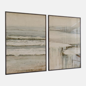 KIT 2 QUADROS CASCATA OCEÂNICA ABSTRATA