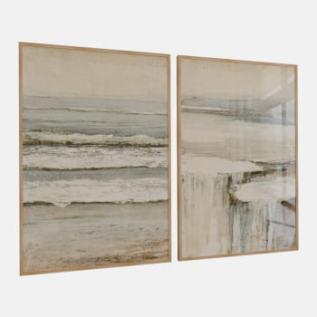 KIT 2 QUADROS CASCATA OCEÂNICA ABSTRATA