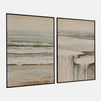 KIT 2 QUADROS CASCATA OCEÂNICA ABSTRATA
