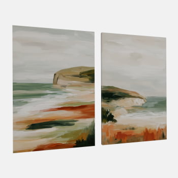KIT 2 QUADROS COSTA ROCHOSA ABSTRATA