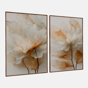KIT 2 QUADROS  FLOR SERENA DOURADA