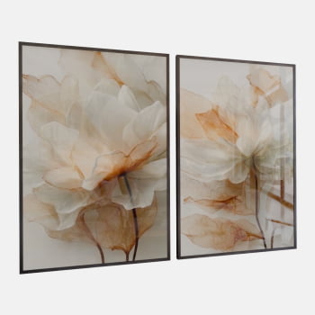 KIT 2 QUADROS  FLOR SERENA DOURADA