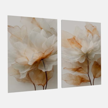 KIT 2 QUADROS  FLOR SERENA DOURADA