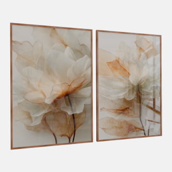KIT 2 QUADROS  FLOR SERENA DOURADA