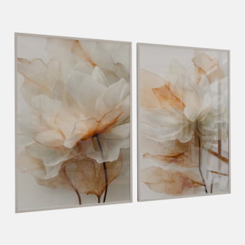 KIT 2 QUADROS  FLOR SERENA DOURADA
