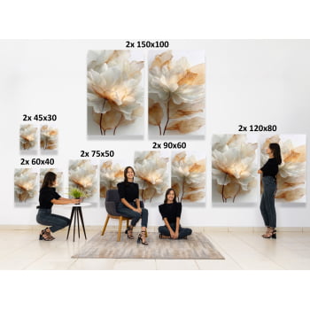 KIT 2 QUADROS  FLOR SERENA DOURADA
