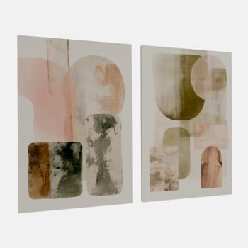 KIT 2 QUADROS  FORMAS ORGÂNICAS SUAVES