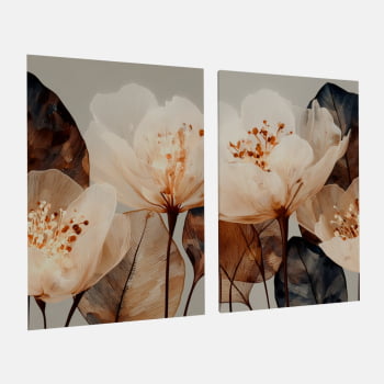 KIT 2 QUADROS  FLORES DE SEDA TRANSLÚCIDAS
