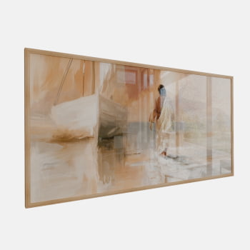 QUADRO PINTURA ABSTRATA JESUS SOBRE AS ÁGUAS