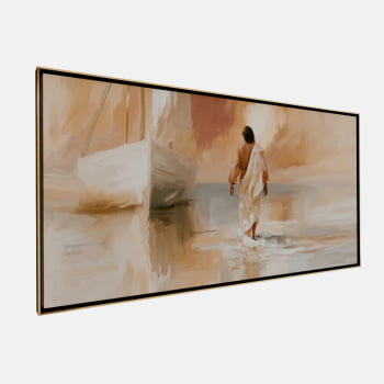 QUADRO PINTURA ABSTRATA JESUS SOBRE AS ÁGUAS