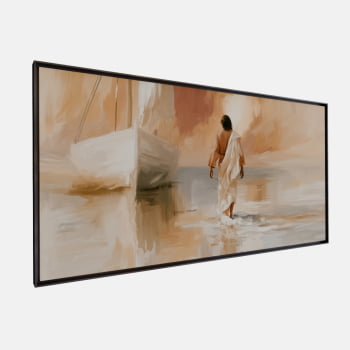 QUADRO PINTURA ABSTRATA JESUS SOBRE AS ÁGUAS