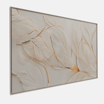 QUADRO FOLHAS DOURADAS DELICADAS