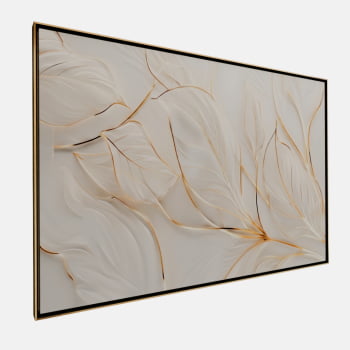 QUADRO FOLHAS DOURADAS DELICADAS