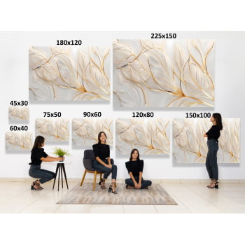 QUADRO FOLHAS DOURADAS DELICADAS