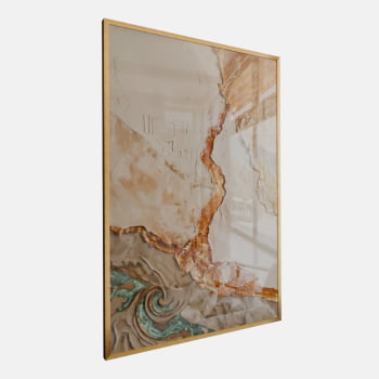 QUADRO  FLUIR DOURADO ABSTRATO
