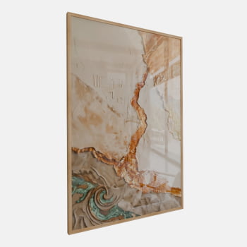 QUADRO  FLUIR DOURADO ABSTRATO