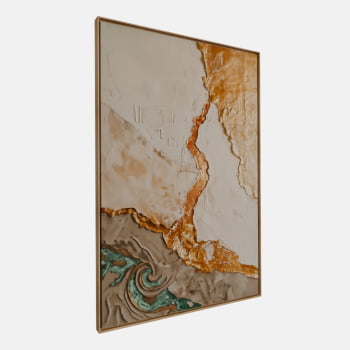 QUADRO  FLUIR DOURADO ABSTRATO