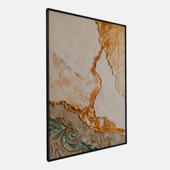 QUADRO  FLUIR DOURADO ABSTRATO