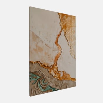 QUADRO  FLUIR DOURADO ABSTRATO