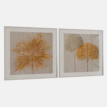 KIT 2 QUADROS  DUO NATURAL DOURADO