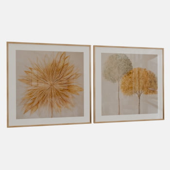 KIT 2 QUADROS  DUO NATURAL DOURADO