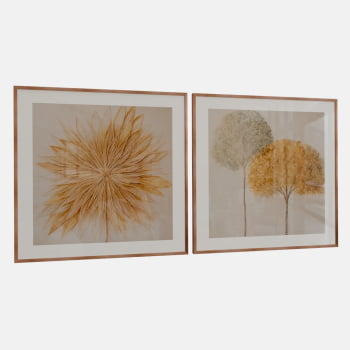 KIT 2 QUADROS  DUO NATURAL DOURADO