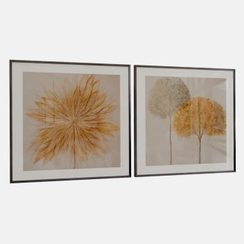 KIT 2 QUADROS  DUO NATURAL DOURADO