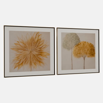 KIT 2 QUADROS  DUO NATURAL DOURADO