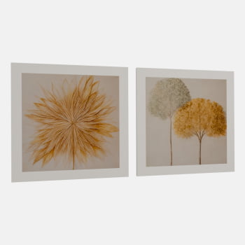 KIT 2 QUADROS  DUO NATURAL DOURADO