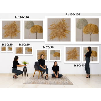 KIT 2 QUADROS  DUO NATURAL DOURADO