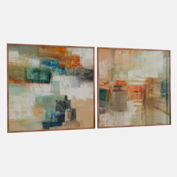 KIT 2 QUADROS DUO ABSTRATO ABSTRATO E CORES