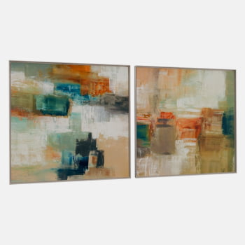 KIT 2 QUADROS DUO ABSTRATO ABSTRATO E CORES