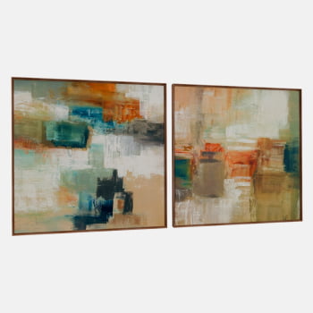 KIT 2 QUADROS DUO ABSTRATO ABSTRATO E CORES