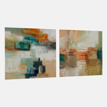 KIT 2 QUADROS DUO ABSTRATO ABSTRATO E CORES