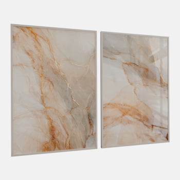 KIT 2 QUADROS FLUXO DE MÁRMORE DOURADO