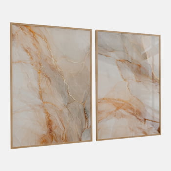 KIT 2 QUADROS FLUXO DE MÁRMORE DOURADO