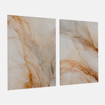 KIT 2 QUADROS FLUXO DE MÁRMORE DOURADO