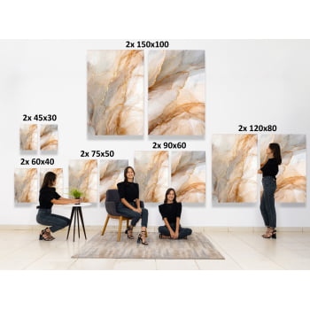 KIT 2 QUADROS FLUXO DE MÁRMORE DOURADO