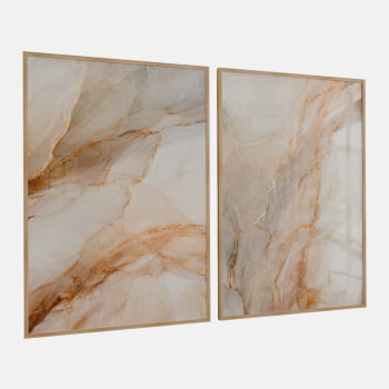 KIT 2 QUADROS  FLUXO DE MÁRMORE DOURADO