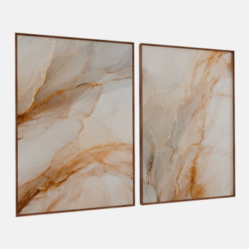 KIT 2 QUADROS  FLUXO DE MÁRMORE DOURADO