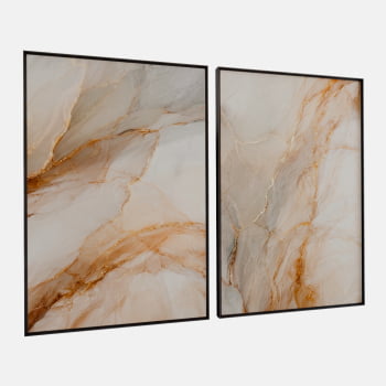 KIT 2 QUADROS  FLUXO DE MÁRMORE DOURADO