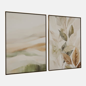 KIT 2 QUADROS SERENIDADE BOTÂNICA ABSTRATA