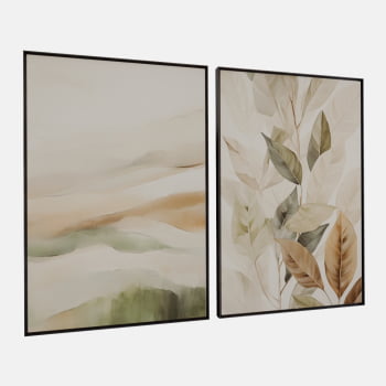 KIT 2 QUADROS SERENIDADE BOTÂNICA ABSTRATA
