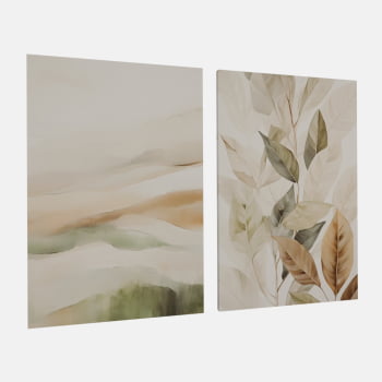 KIT 2 QUADROS SERENIDADE BOTÂNICA ABSTRATA