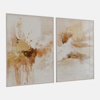 KIT 2 QUADROS  PINTURA DOURADA ABSTRATA