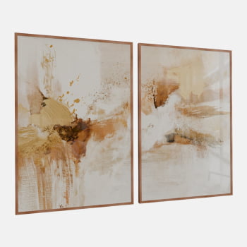 KIT 2 QUADROS  PINTURA DOURADA ABSTRATA